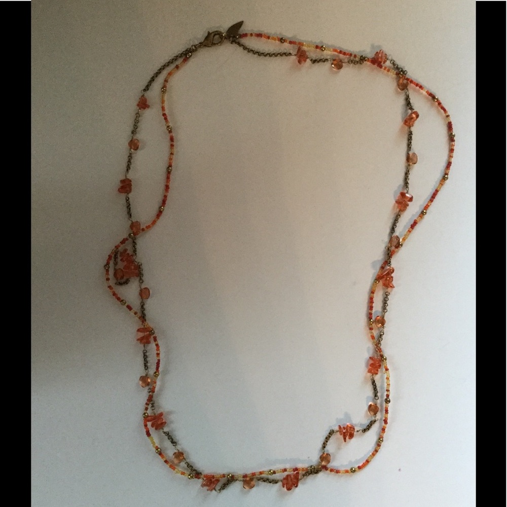 Orange & Gold Beaded Necklace